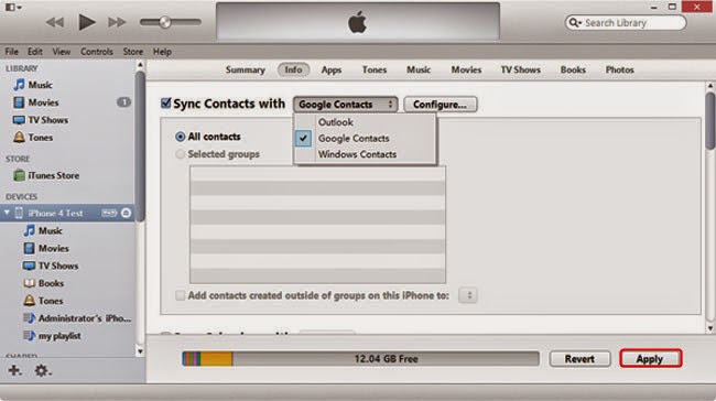 how to import contacts to itunes