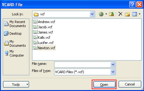 Browse .vcf file
